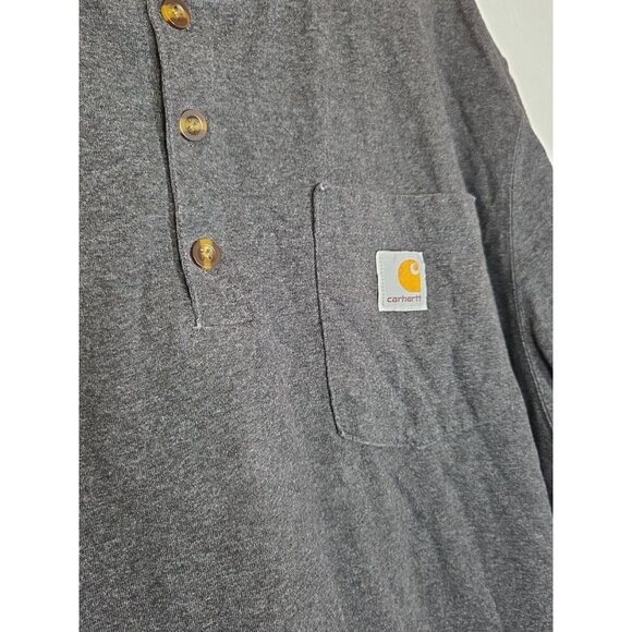 Carhartt Shirt Mens 2XL Gray Henley Loose Fit Workwear Outdoor K84026 - Picture 2 of 5